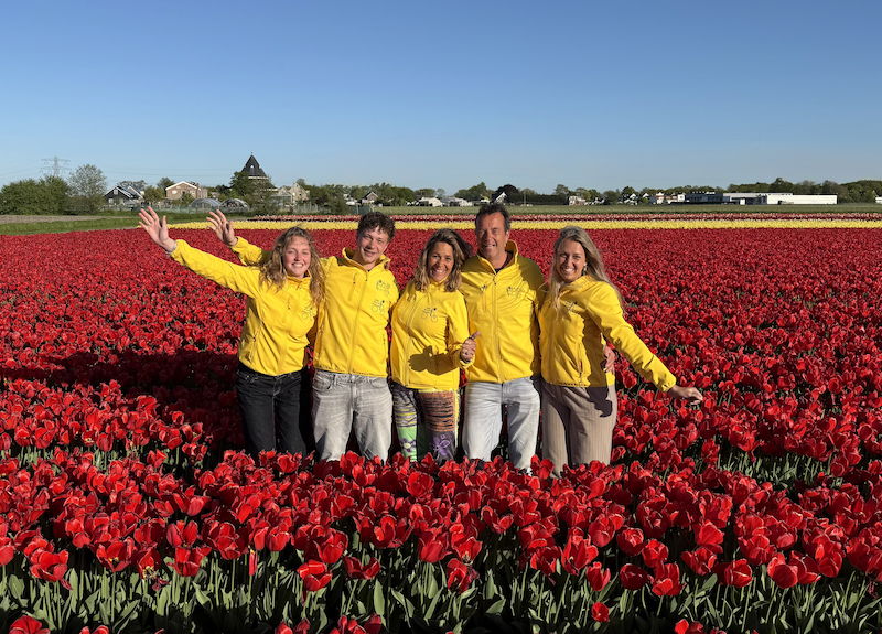 family picture red tulip fields